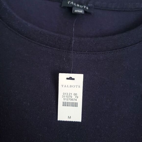 Talbots Black Cotton Blend Lace Trim Knitted Top - Picture 4 of 6